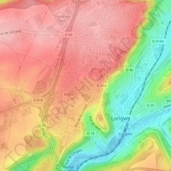 La Colombeの地形図、標高、地勢