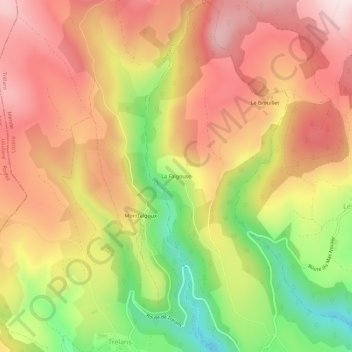La Falgouseの地形図、標高、地勢