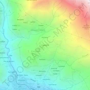 Chiapinettoの地形図、標高、地勢