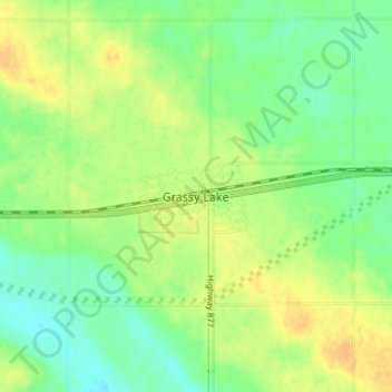 Grassy Lakeの地形図、標高、地勢