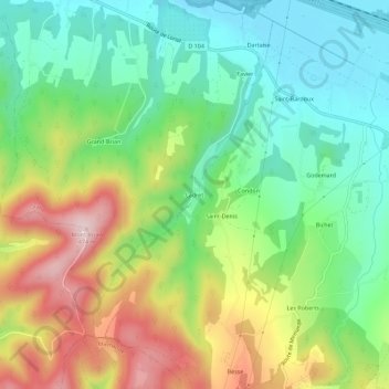 Ladretの地形図、標高、地勢