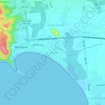 San Patricioの地形図、標高、地勢