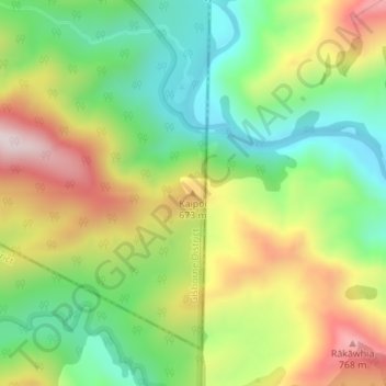 Kaipoiの地形図、標高、地勢