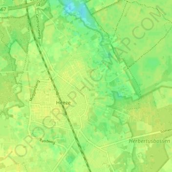 Strabrechtの地形図、標高、地勢