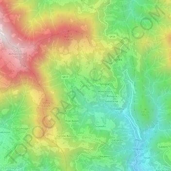 Gerosaの地形図、標高、地勢