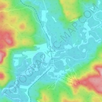 Searchmontの地形図、標高、地勢