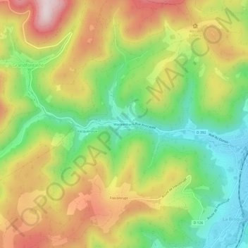 Wackenbachの地形図、標高、地勢