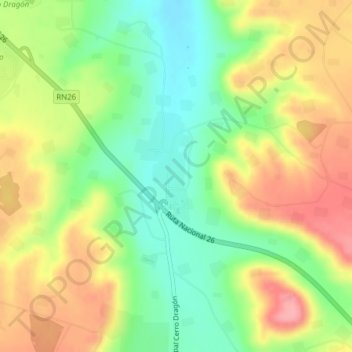 Cerro Dragónの地形図、標高、地勢