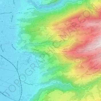 Bildsteinの地形図、標高、地勢