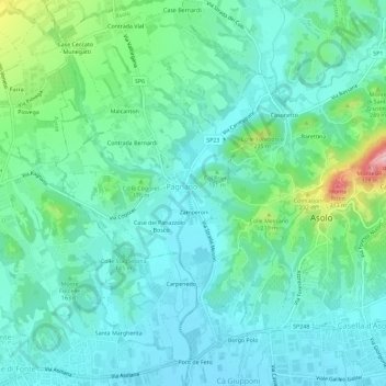 Ponte di Pagnanoの地形図、標高、地勢