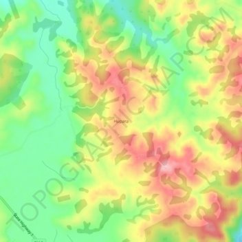 Huparaの地形図、標高、地勢
