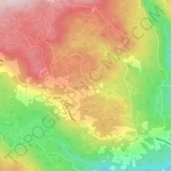 Liabygdaの地形図、標高、地勢