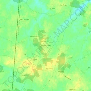 Le Grand Cormyの地形図、標高、地勢