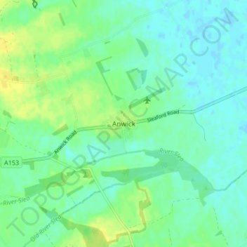 Anwickの地形図、標高、地勢