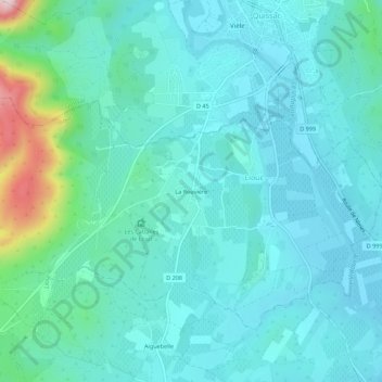 La Rouvièreの地形図、標高、地勢