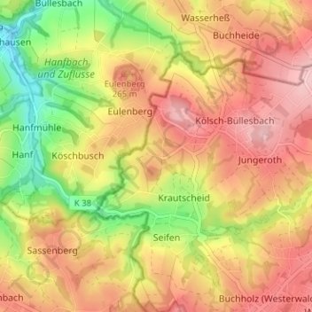 Wertenbruchの地形図、標高、地勢