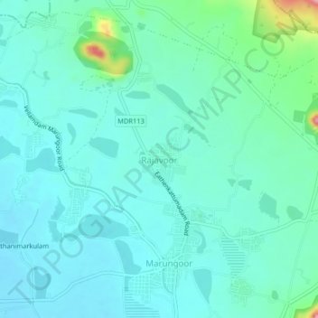 Rajavoorの地形図、標高、地勢