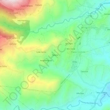 Tizzanoの地形図、標高、地勢