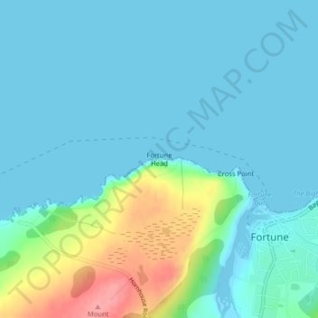 Fortune Headの地形図、標高、地勢
