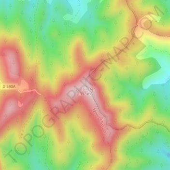 Le Tailleferの地形図、標高、地勢