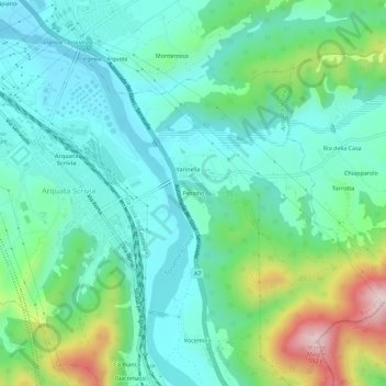 Pessinoの地形図、標高、地勢