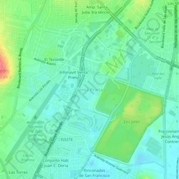 Venta Prietaの地形図、標高、地勢
