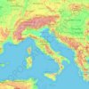 Italiaの地形図、標高、地勢