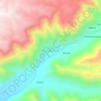 Mina San Juanの地形図、標高、地勢