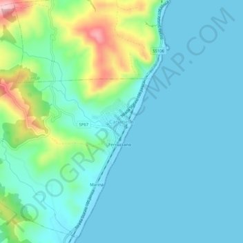 Cananelloの地形図、標高、地勢