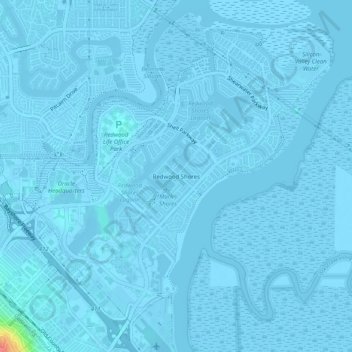 Redwood Shoresの地形図、標高、地勢