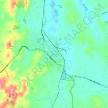 Tīrauの地形図、標高、地勢