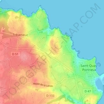 Kertugalの地形図、標高、地勢