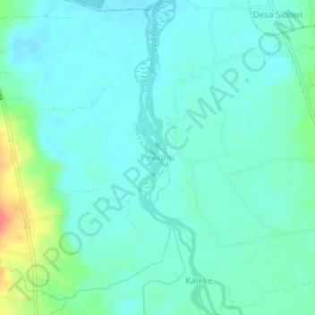 Pewunuの地形図、標高、地勢