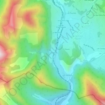 La Caireの地形図、標高、地勢