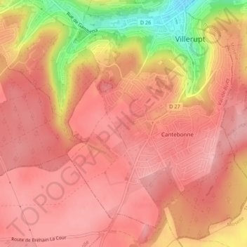 Saleilleの地形図、標高、地勢