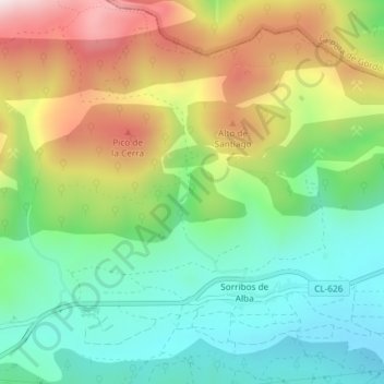 La Cabreraの地形図、標高、地勢