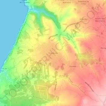 Fontanelasの地形図、標高、地勢