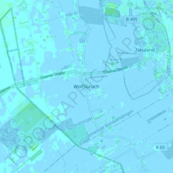 Wolfsbruchの地形図、標高、地勢