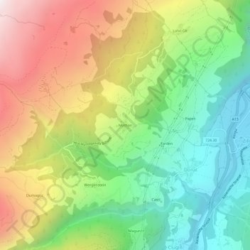 Mathonの地形図、標高、地勢