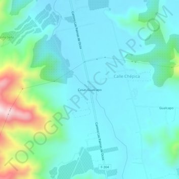 Casas Gualcapoの地形図、標高、地勢