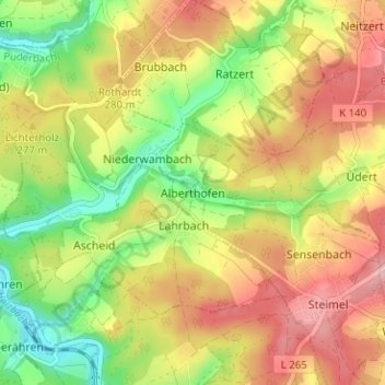 Alberthofenの地形図、標高、地勢