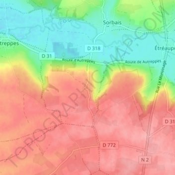 Solmontの地形図、標高、地勢