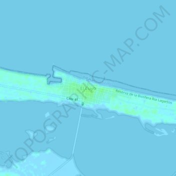 El Cuyoの地形図、標高、地勢