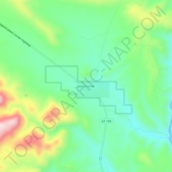 Jakes Cornerの地形図、標高、地勢