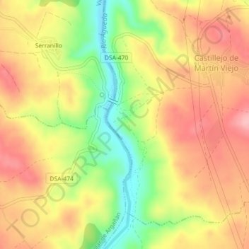 Calamorroの地形図、標高、地勢