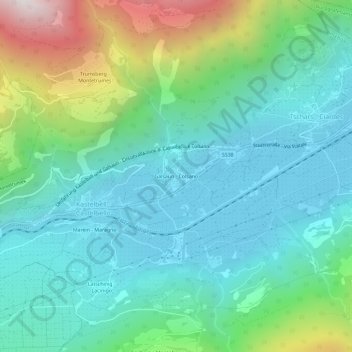Galsaunの地形図、標高、地勢