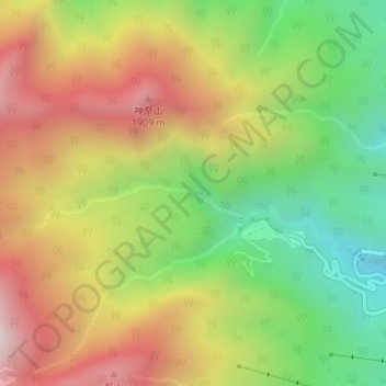 惣滝の地形図、標高、地勢