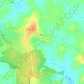 Adermattの地形図、標高、地勢
