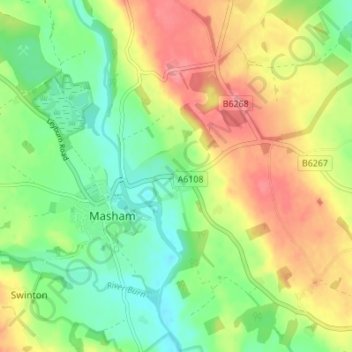 Low Burtonの地形図、標高、地勢