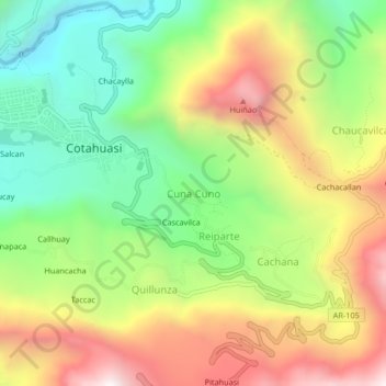 Cuna Cunoの地形図、標高、地勢
